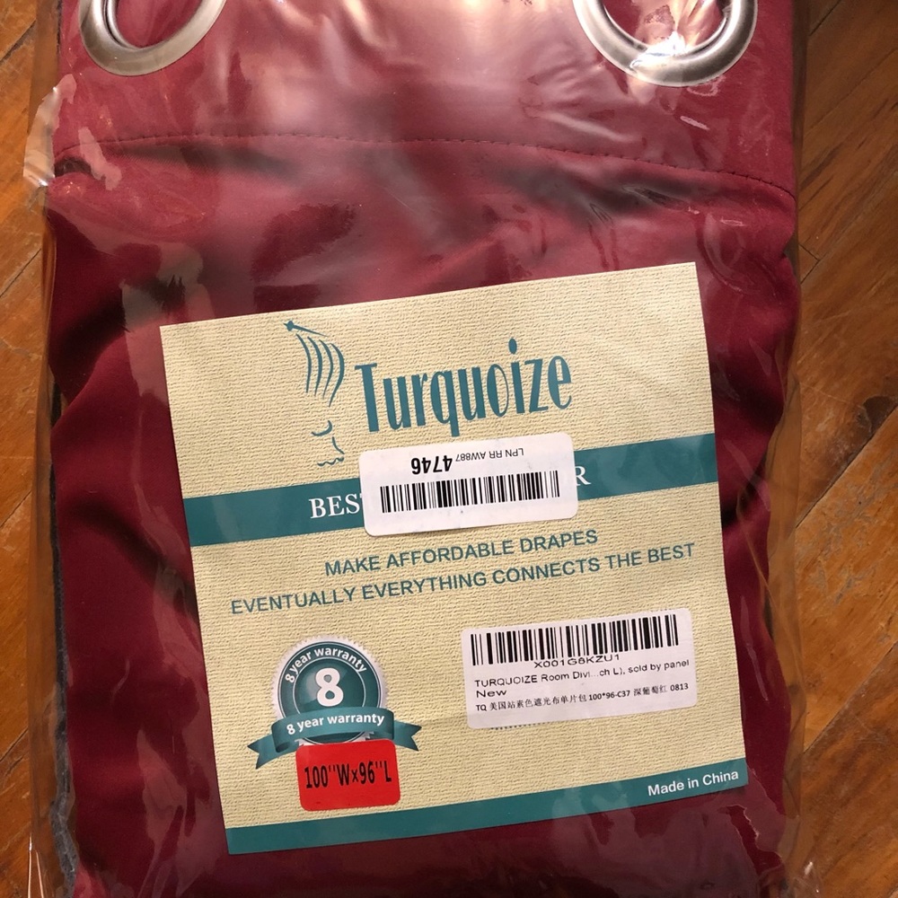 Turquoize burgundy one panel 100x96 inches curtain